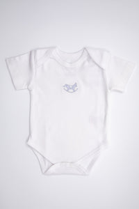 Rocking Horses Short Sleeve Body Suit with Embroidery