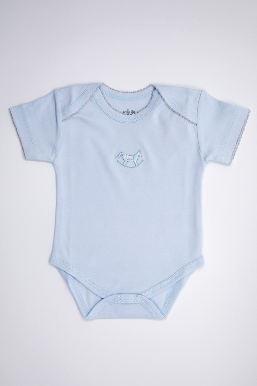 Rocking Horses Short Sleeve Body Suit with Embroidery